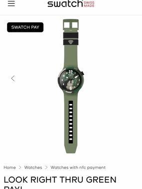 Swatch Look Right Thru Green Transparent Dial NFC Watch - unisex -Green